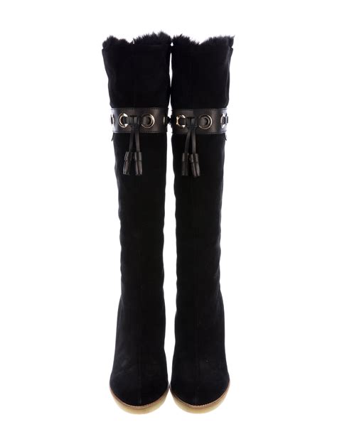 gucci rabbit fur boots|Gucci thigh high boots sale.